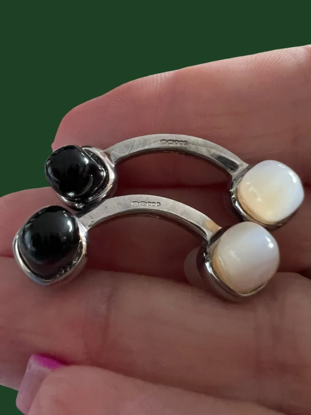 Links of London Sterling Silver Cufflinks Set - Onyx & Mother of Pearls